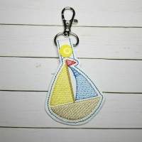Sailboat Snap Tab Key Fob Embroidery Design